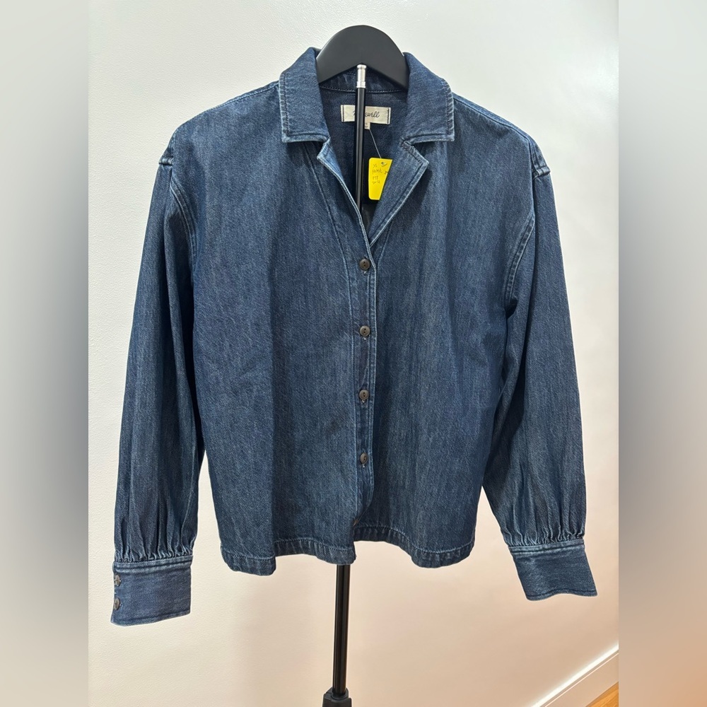 427. Madewell Denim Puff Sleeves Button-Down Shirt - Picture 3 of 9